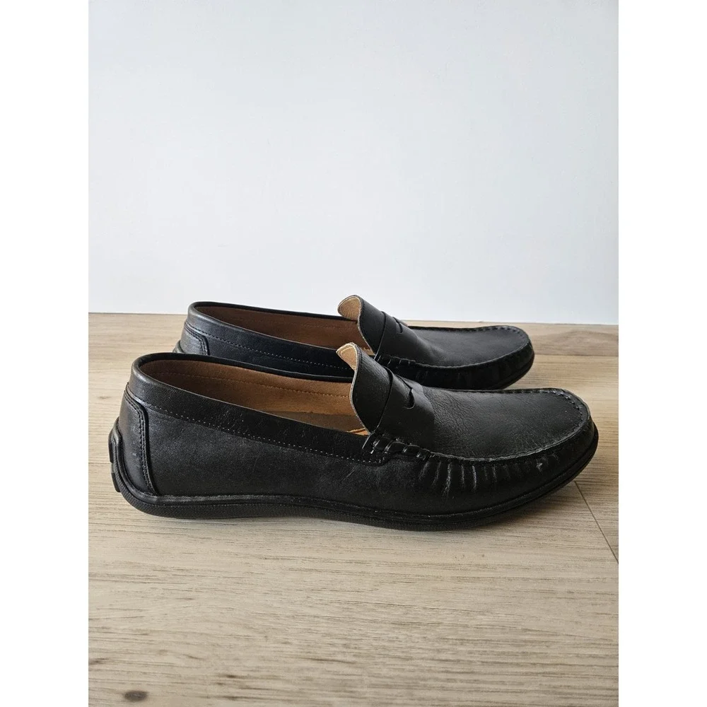 Johnston & Murphy Nichols Black Leather Penny Loafers Driving Shoe Men's Size 11